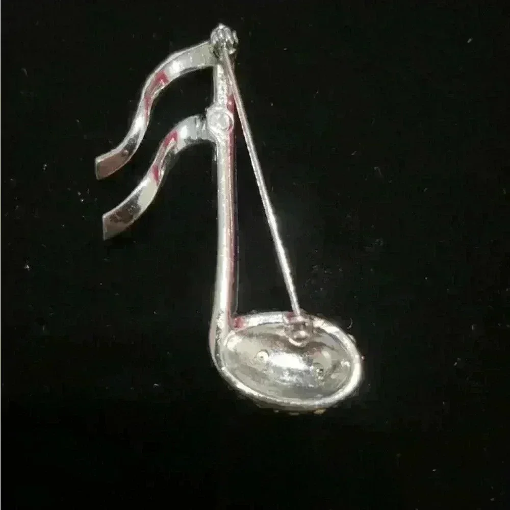 Pell Music Note Rhinestone Brooch